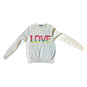 Brodie Cashmere Multi color Love sweater woman size small preppy coquette Y2K